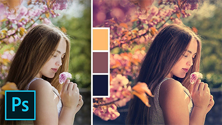 Thiếu nữ và hoa đào Sửa ảnh bằng Photoshop Hải Phòng