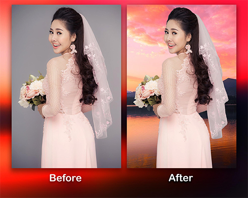 Photoshop Hải Phòng thay phông ảnh cưới chỉnh sửa ảnh cô dâu