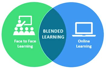 Đồ thị hai màu xanh lá xanh dương mô tả tỷ lệ Blended Learning tại Gia su tiếng Anh trực tuyến Hải Phòng
